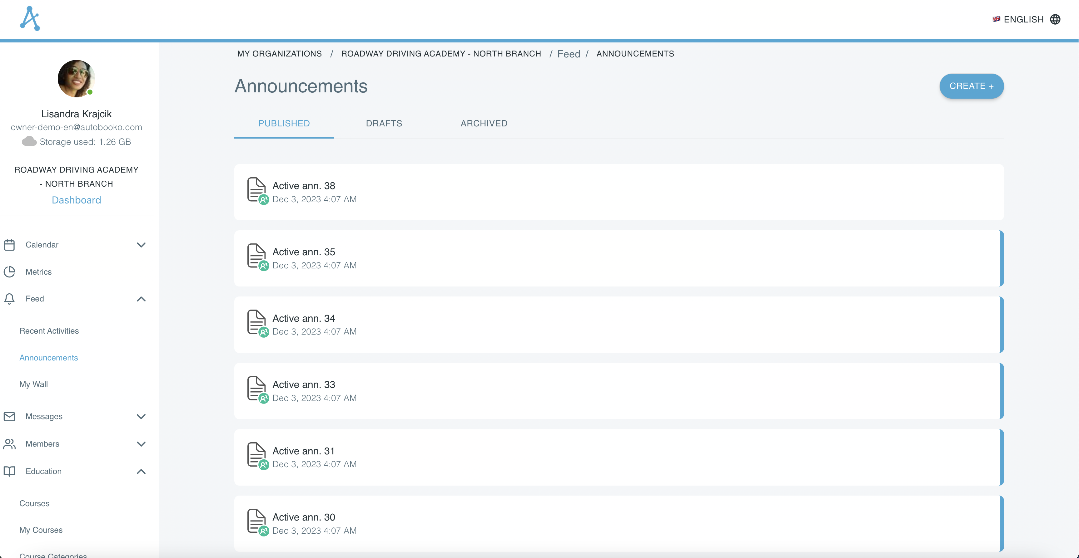 List of organization announcements