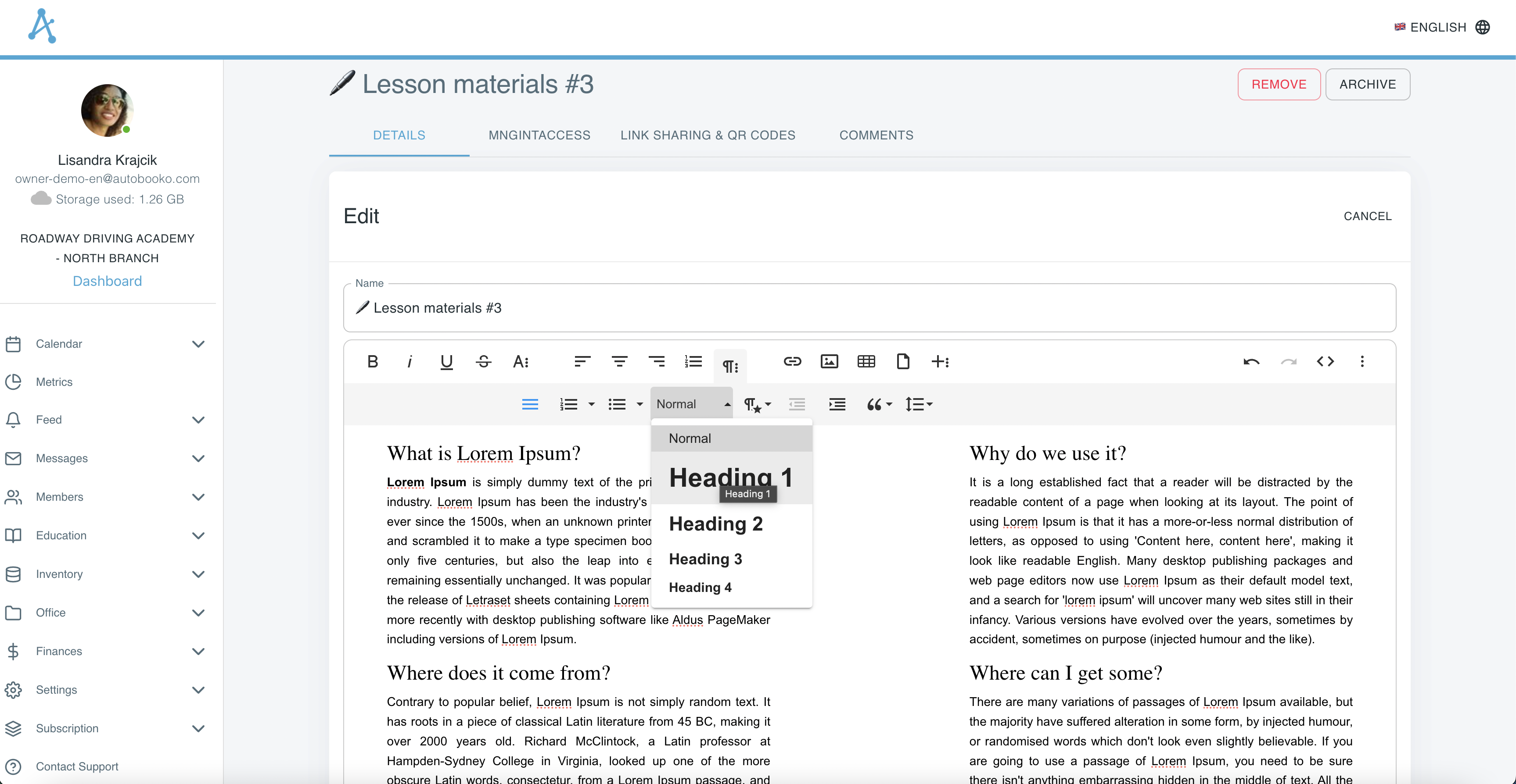 WYSIWYG rich text editor allowing to format text content